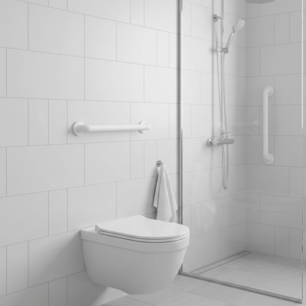 Barra de Apoio 80cm Reta Mebuki Alumínio Branca - 10400415