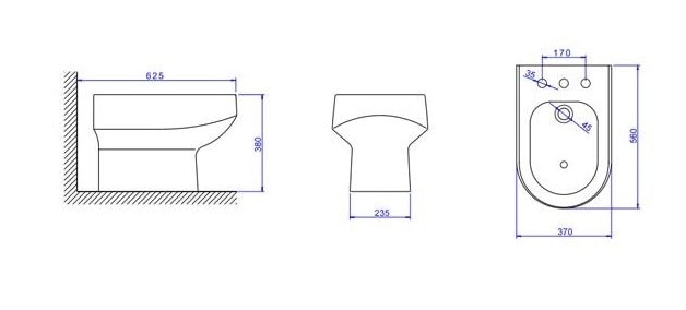 Bidê Com 3 Furos Deca Carrara Branco - B.60.17