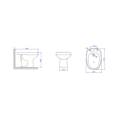 Bidê de Banheiro Deca Monte Carlo com 3 Furos Branco - B.8.17