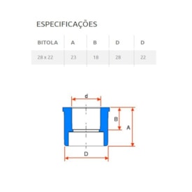 Bucha de Redução Curta Tigre Aquatherm 28x22mm 1