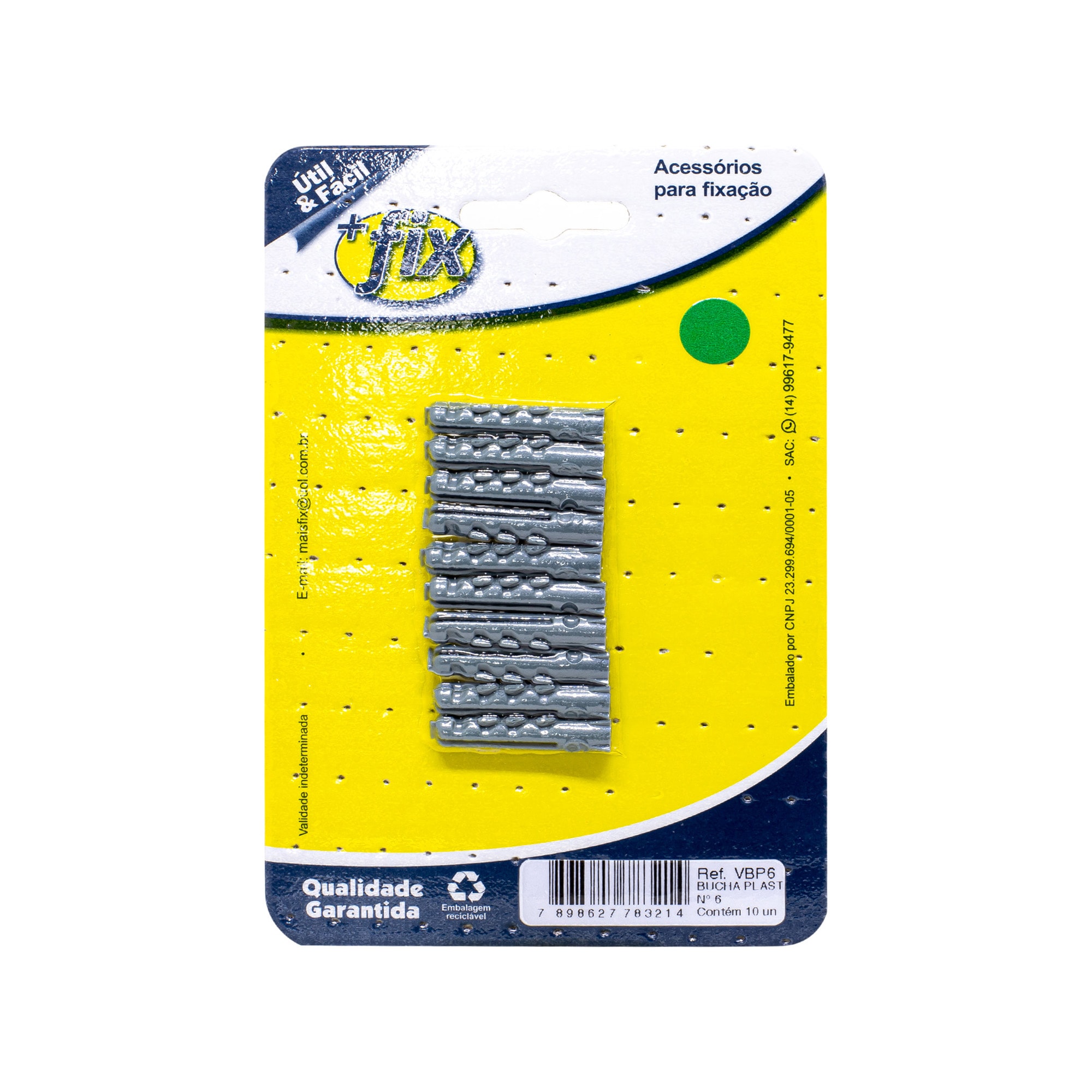 Bucha Plástica +Fix Nº6 10 Peças - VBP6
