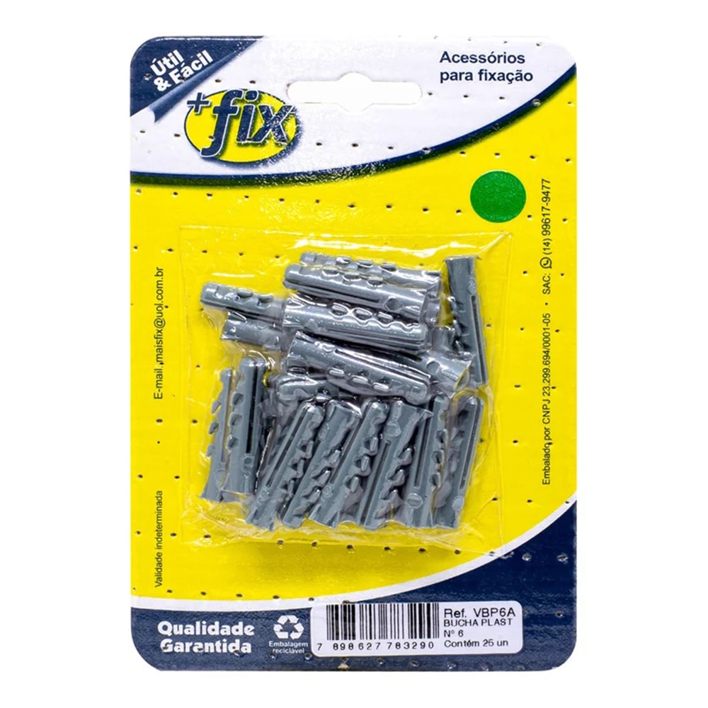 Bucha Plástica +Fix Nº6 25 Peças - VBP6A