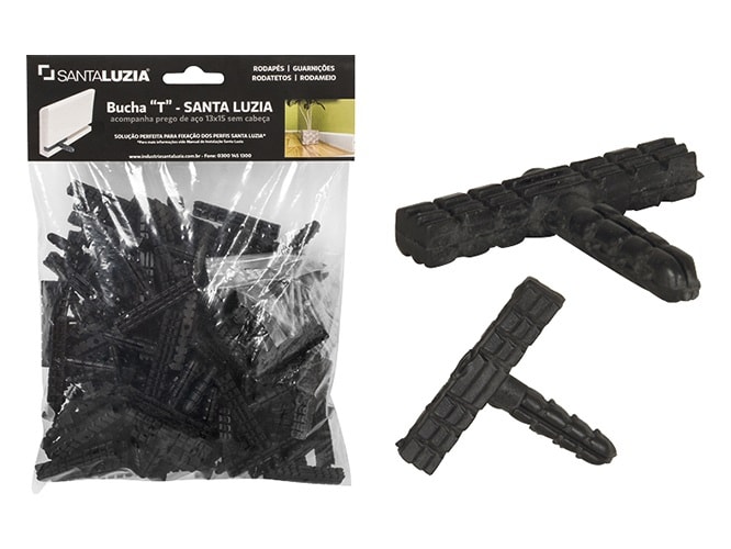 Bucha T Plástica 30 Peças Santa Luzia para Rodapé - 26039