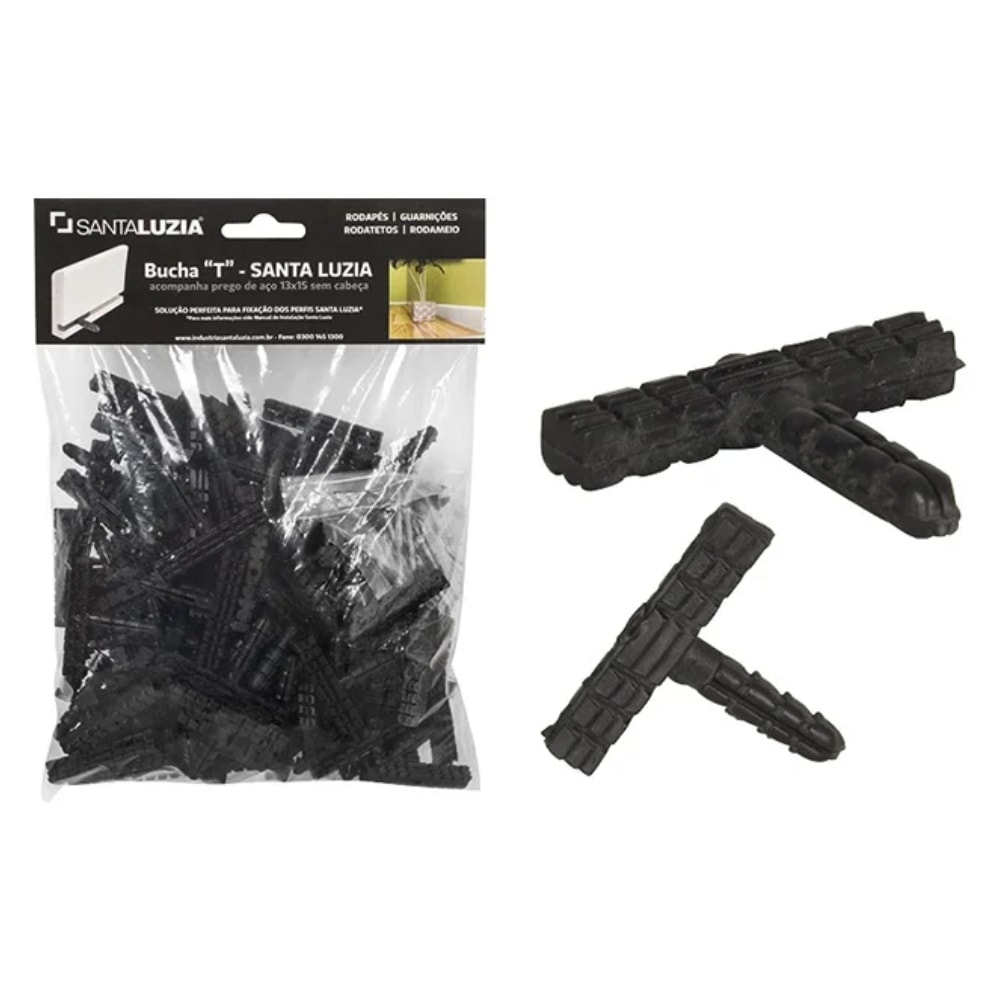 Bucha T Plástica 30 Peças Santa Luzia para Rodapé - 26039