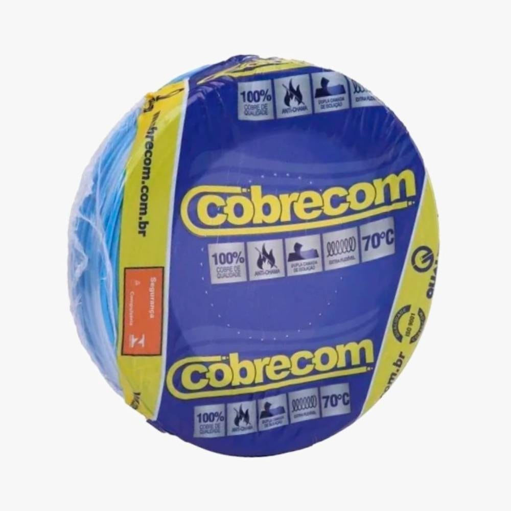 Cabo Flexível 4,00mm Cobrecom 100 Metros Azul Claro - 1150602401