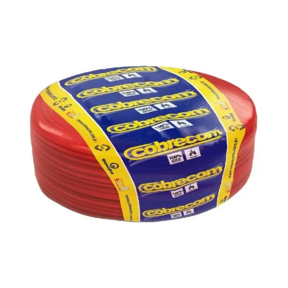 Cabo Flexível 4,00mm Cobrecom 100 Metros Vermelho - 1150606401