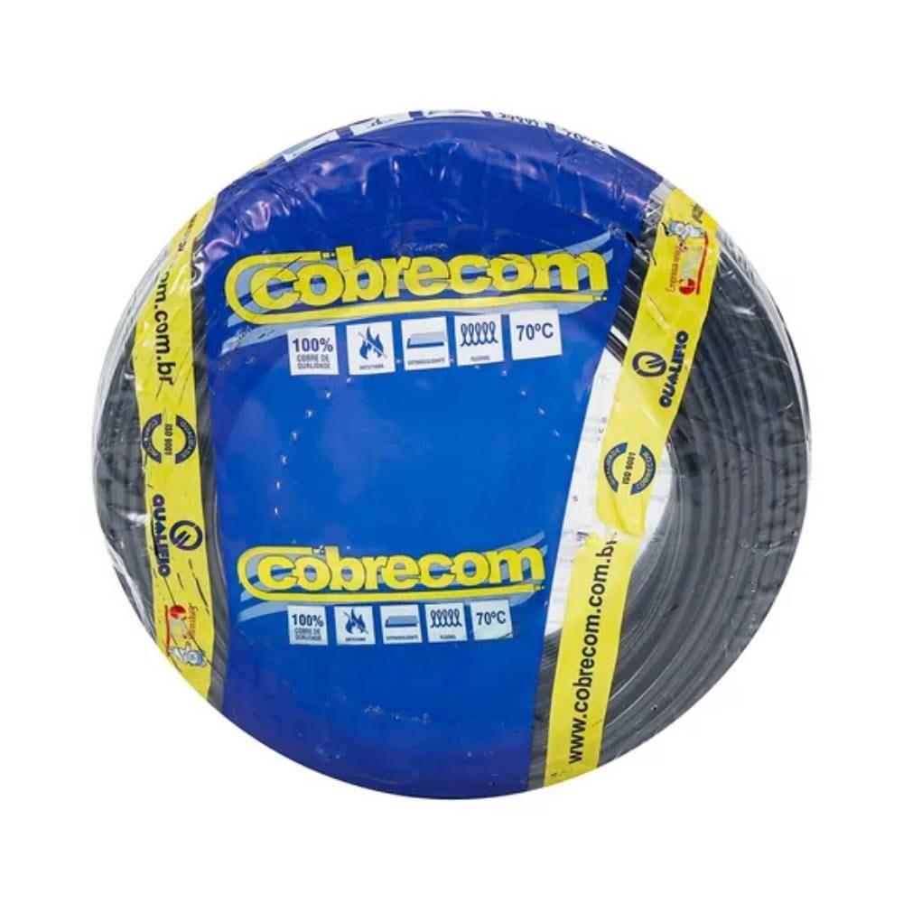 Cabo Flexível 6,00mm Cobrecom 100 Metros Preto - 1150704401