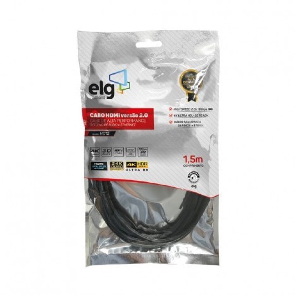 Cabo HDMI ELG 2.0v 3D Ready 4K 1,5m - HD4K15