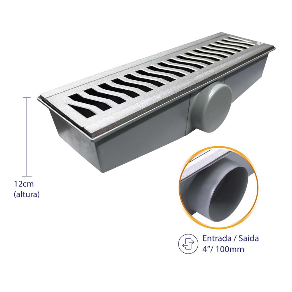 Caixa Coletora Costa Navarro Com Grelha 10x50cm Saída Lateral - 2442