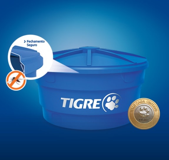 Caixa d'Água 1000 Litros Tigre Redonda com Tampa V4 - 100017471