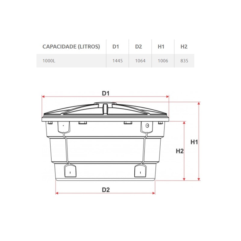 Caixa d'Água 1000 Litros Tigre Redonda com Tampa V4 - 100017471