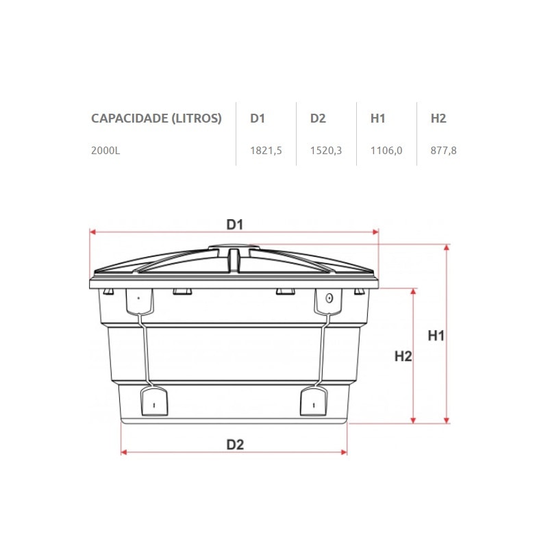 Caixa d'Água 2000 Litros Tigre Redonda com Tampa - 22992058