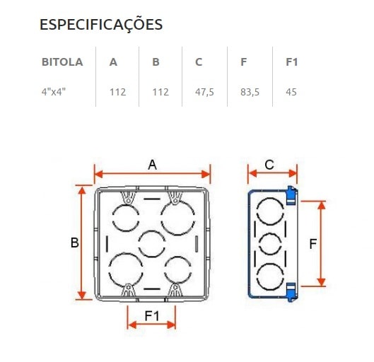 Caixa de Luz Tigre 4x4 Quadrada Eletroduto Roscável Preta - 33042884