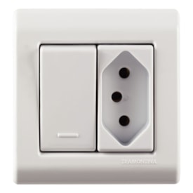 Caixa de Sobrepor 1 Interruptor Simples 10A e 1 Tomada 2P+T Tramontina 20A 250V Branca - 57304020