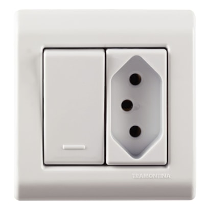 Caixa de Sobrepor 1 Interruptor Simples 10A e 1 Tomada 2P+T Tramontina 20A 250V Branca - 57304020
