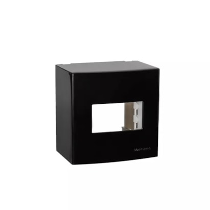 Caixa de Sobrepor 1 Posto com Suporte Margirius Sleek Preto Ebony Brilhante - 21206