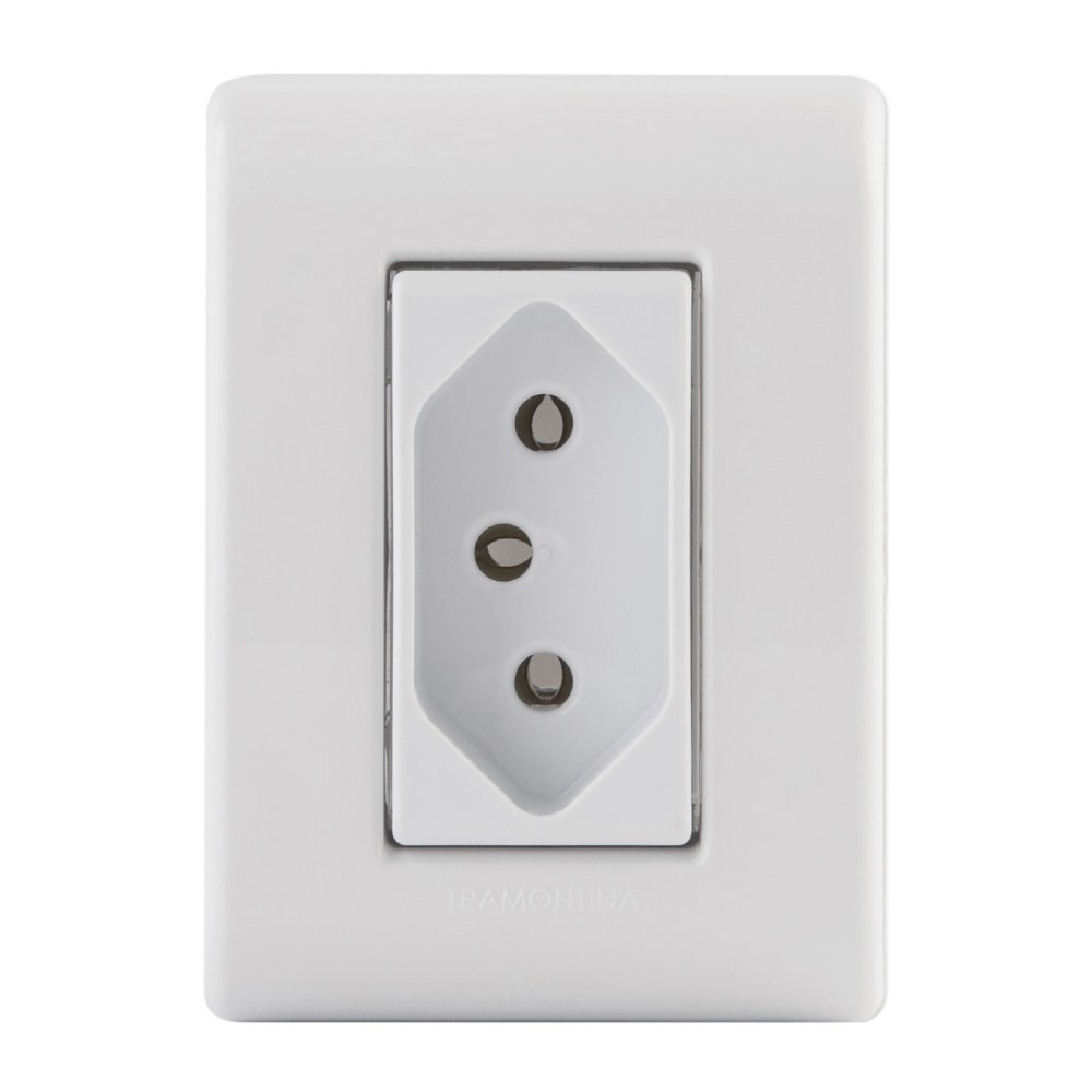 Caixa de Sobrepor 1 Tomada 2P+T Tramontina 10A 250V Branca - 57304002