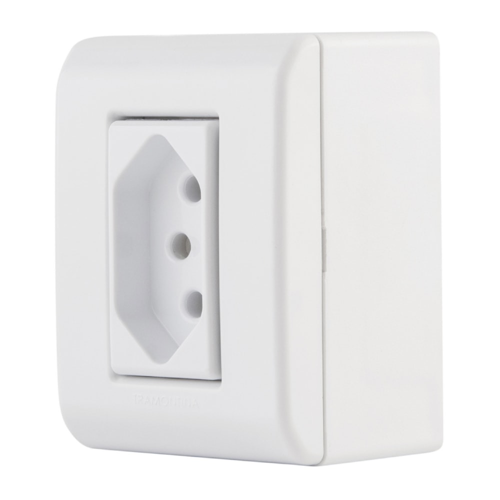 Caixa de Sobrepor 1 Tomada 2P+T Tramontina 10A 250V Branca - 57304002