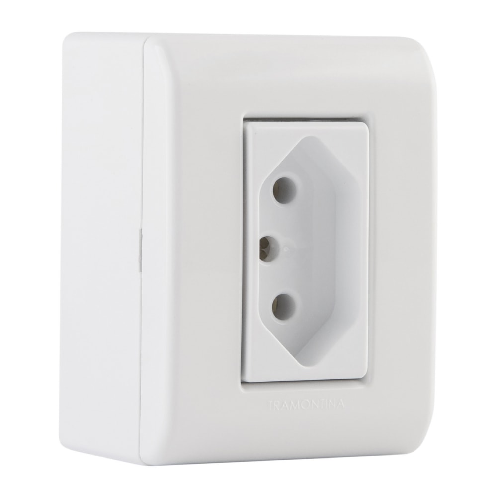 Caixa de Sobrepor 1 Tomada 2P+T Tramontina 10A 250V Branca - 57304002