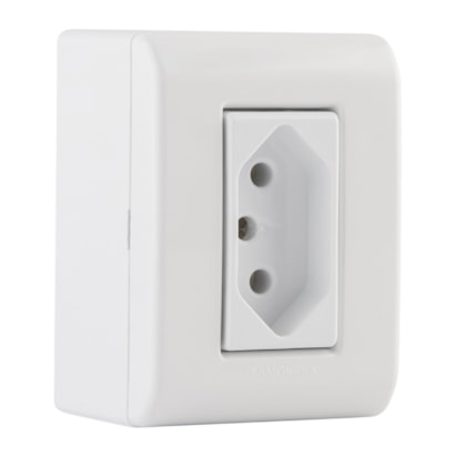 Caixa de Sobrepor 1 Tomada 2P+T Tramontina 10A 250V Branca - 57304002