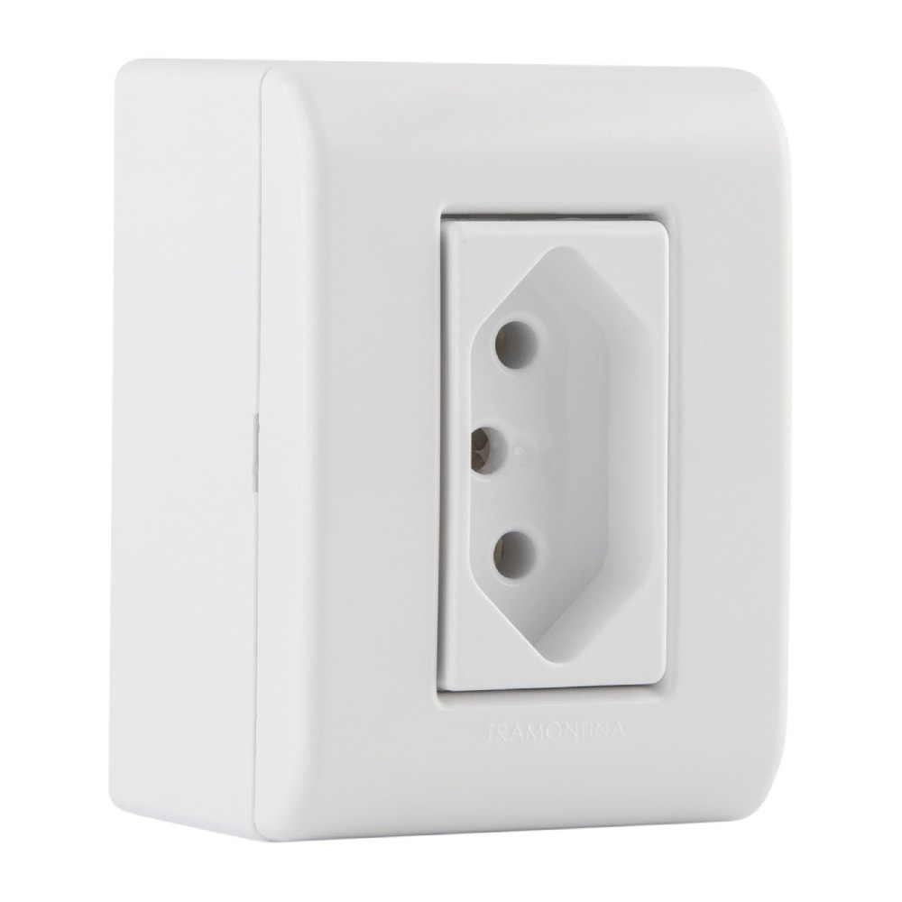Caixa de Sobrepor 1 Tomada 2P+T Tramontina 20A 250V Branca - 57304003