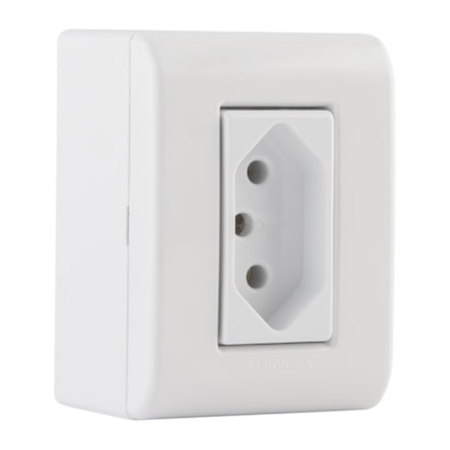 Caixa de Sobrepor 1 Tomada 2P+T Tramontina 20A 250V Branca - 57304003