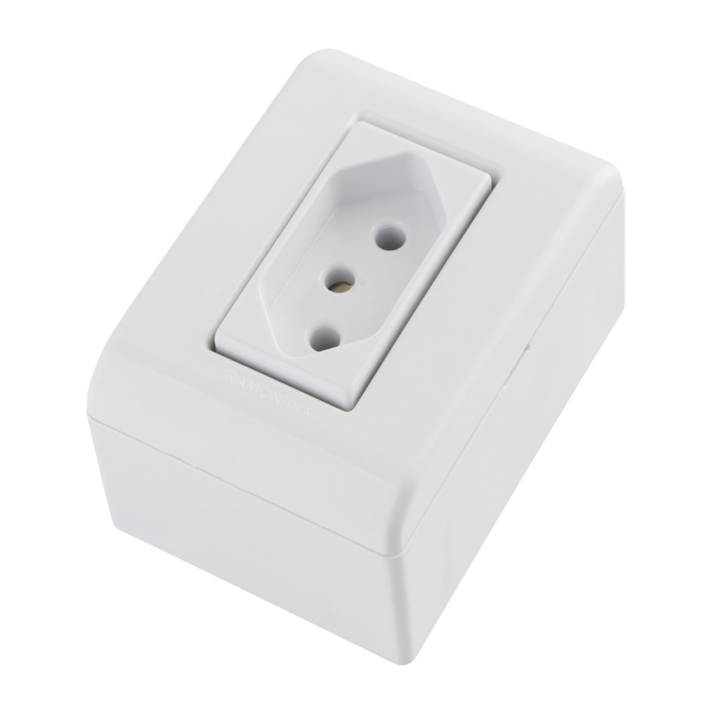 Caixa de Sobrepor 1 Tomada 2P+T Tramontina 20A 250V Branca - 57304003