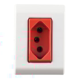 Caixa de Sobrepor 1 Tomada 2P+T Tramontina 20A 250V Vermelha e Branca - 57304019