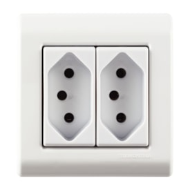 Caixa de Sobrepor 2 Tomadas 2P+T Tramontina 20A 250V Branca - 57304025