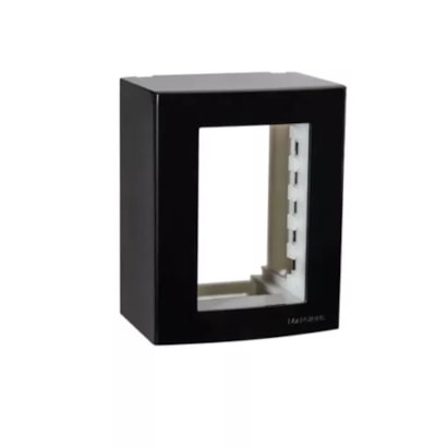 Caixa de Sobrepor 3 Postos com Suporte Margirius Sleek Preto Ebony Brilhante - 21212