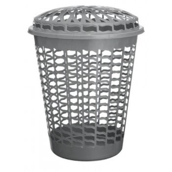 Cesto Telado com Tampa 30Lt Plasnew 44x39cm Prata - 33987