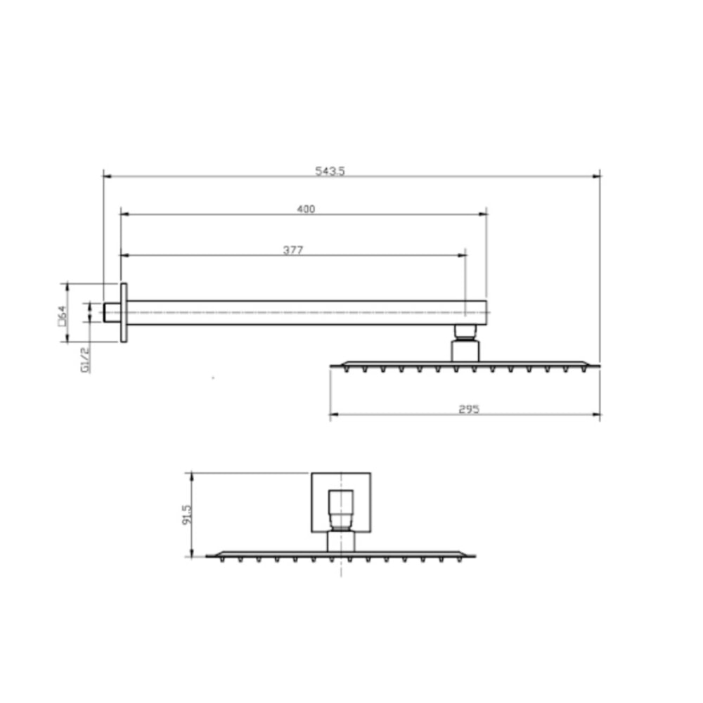 Chuveiro Dax Del Toro Slim Grey Quadrado 30cm com Braço - DAX-1970-30-DT-GR