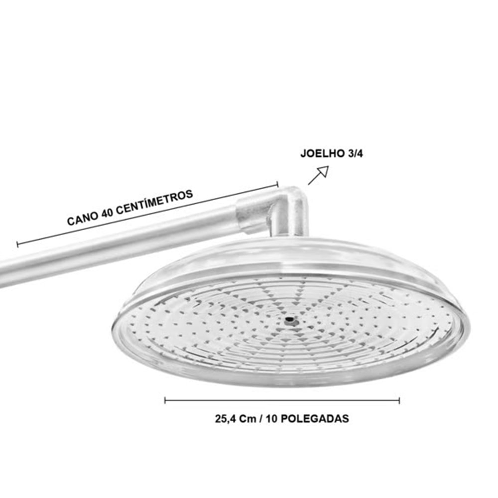 Chuveiro Ducha em Alumínio Pro Lazer Cascata 10’