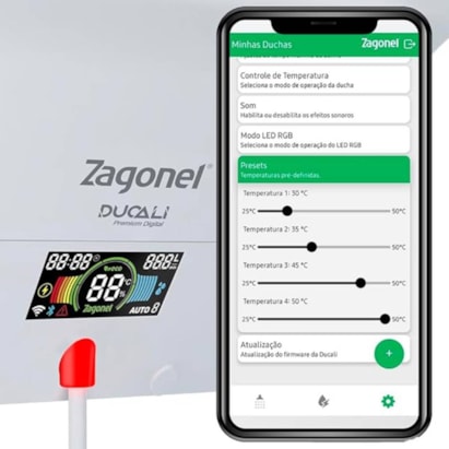 Chuveiro Elétrico Zagonel Ducali Premium 220V com Visor Digital Branco - DDPEL75220BR03