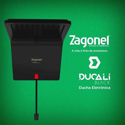 Chuveiro Eletrônico Zagonel Ducali 127v 5500w Black - DDCEL55127BL02