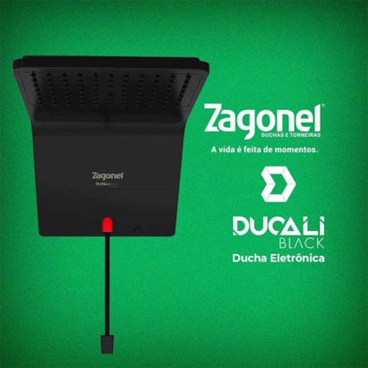 Chuveiro Eletrônico Zagonel Ducali 127v 5500w Black - DDCEL55127BL02