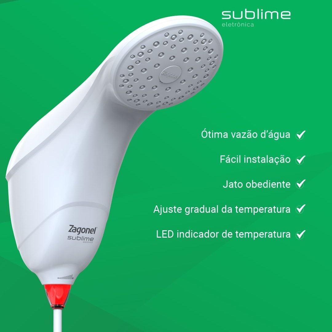 Chuveiro Eletrônico Zagonel Sublime 220v 6800w Branco - DSBEL68220BR03