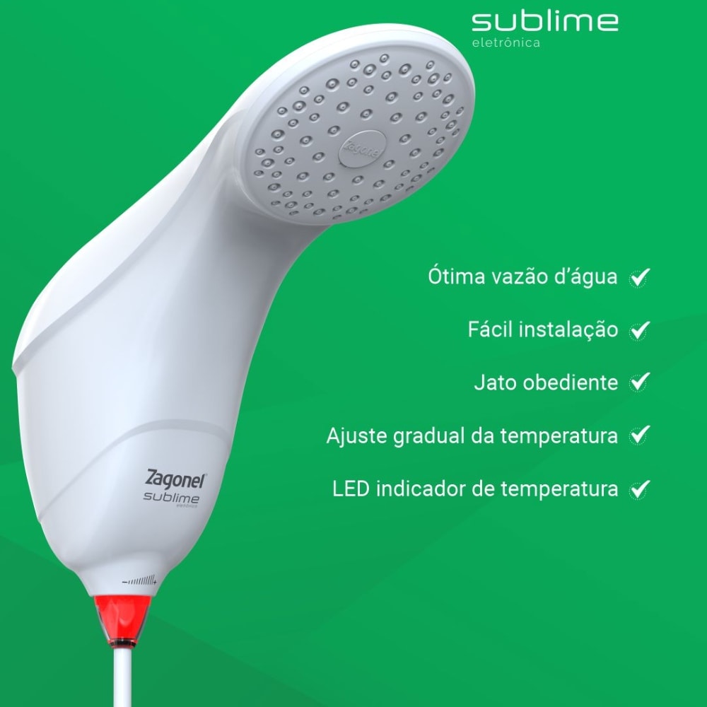 Chuveiro Eletrônico Zagonel Sublime 220v 7500w Branco - DSBEL75220BR03