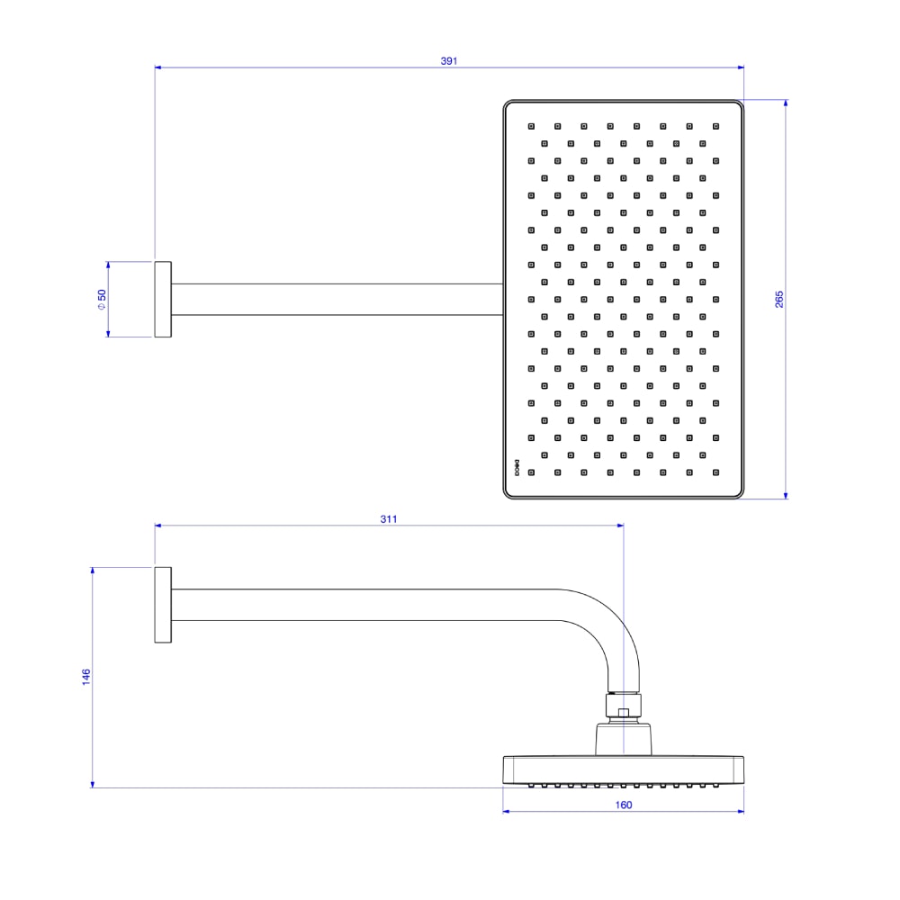 Chuveiro Retangular de Parede 26,5cm Deca Flex Max Black Matte - 2086.BL.STD.MT