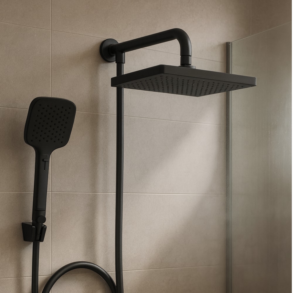 Chuveiro Retangular de Parede com Desviador Deca Flex Max Black Matte - 2086.BL.DES.MT