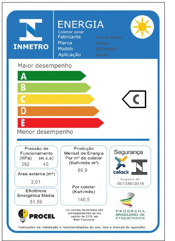 Coletor Solar Rinnai Black Tech 2,00m 7 Aletas - Rsc2002vf