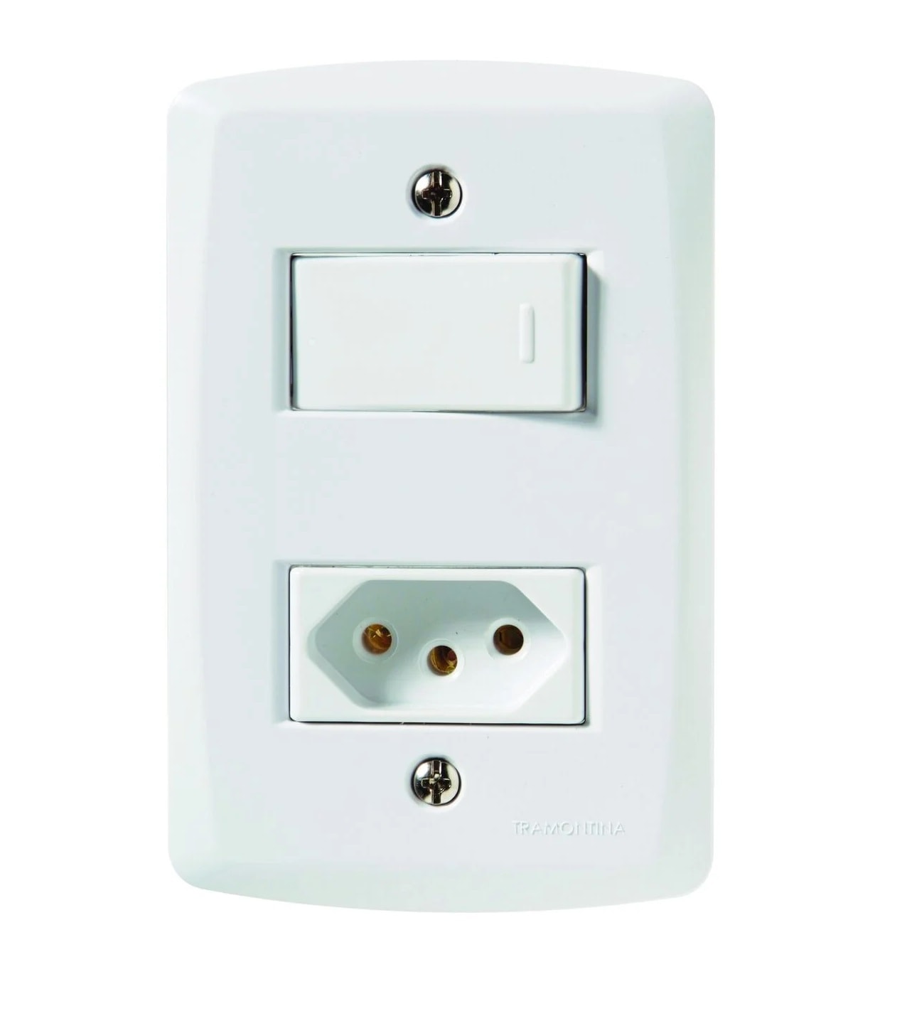 Conjunto 4x2 com 1 Interruptor Paralelo 10 A 250 V e 1 Tomada 2P+T 10 A 250 V Branco - 57145050
