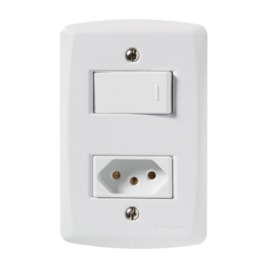 Conjunto 4x2 com 1 Interruptor Simples 10 A 250 V e 1 Tomada 2P+T 10 A 250 V Branco - 57145064