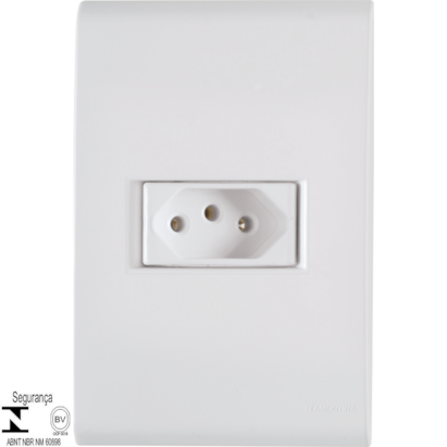 Conjunto 4x2 com 1 Tomada 2P+T Tramontina Liz 10 A 250 V Branco