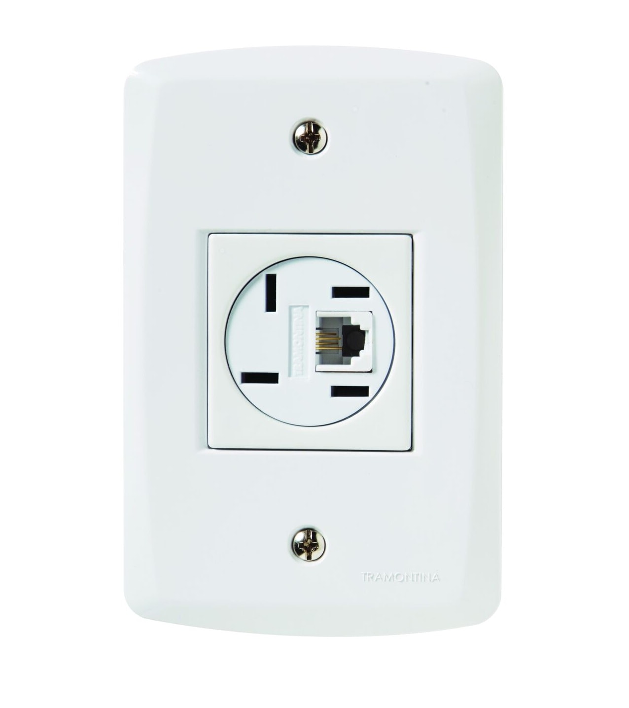 Conjunto 4x2 com 1 Tomada Telefone 4P e RJ11 Tramontina Lux Branco - 57145018