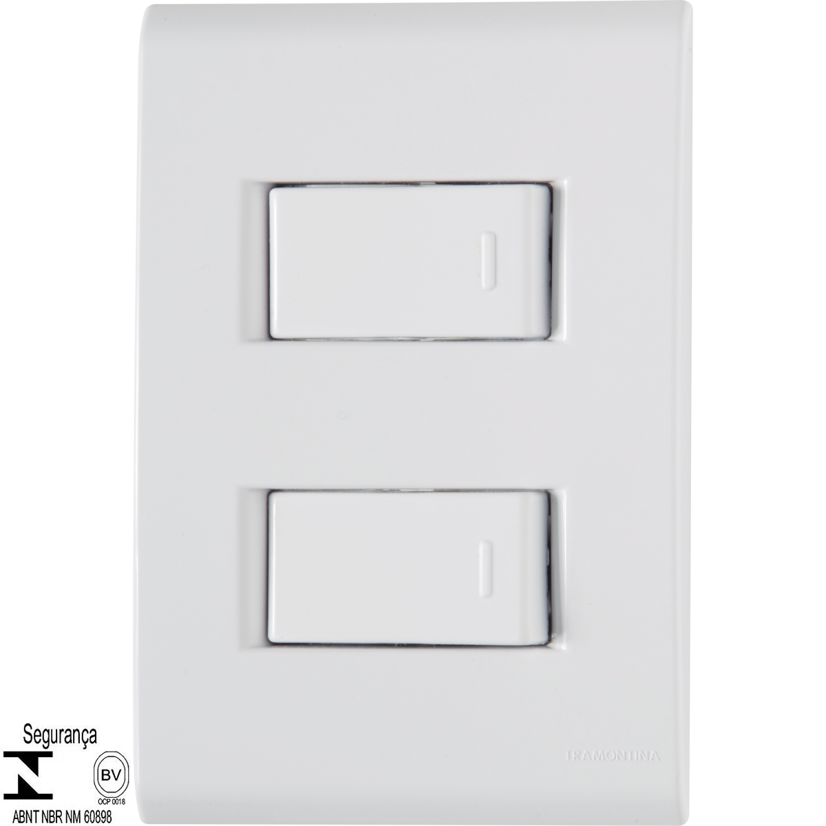 Conjunto 4x2 com 2 Interruptores Simples Tramontina Liz 10A 250V Branco - 57170/040