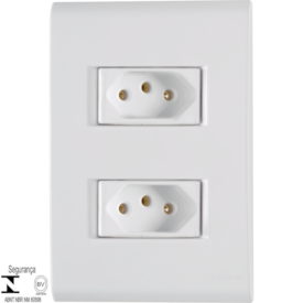 Conjunto 4x2 com 2 Tomadas 2P+T Tramontina 10 A 250 V Liz Branco