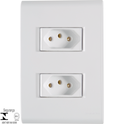 Conjunto 4x2 com 2 Tomadas 2P+T Tramontina 10 A 250 V Liz Branco