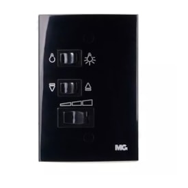 Conjunto Interruptor 4x2 Luz / Ventilador Margirius Sleek 3 Velocidades 200W 127V Preto Ebony Brilhante - 17212