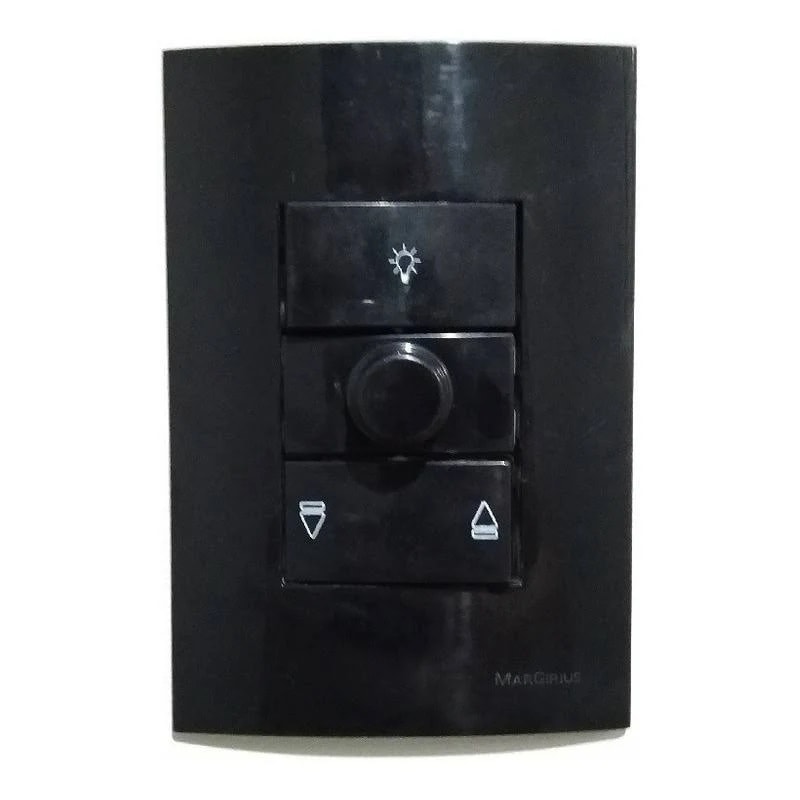 Conjunto Interruptor 4x2 Luz / Ventilador Margirius Sleek Rotativo 127V Ebony Brilhante - 17139